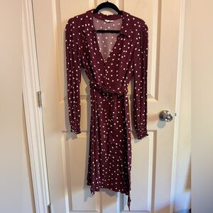 Seraphine Burgundy Polka Dot Maternity/Nursing Shirt Dress